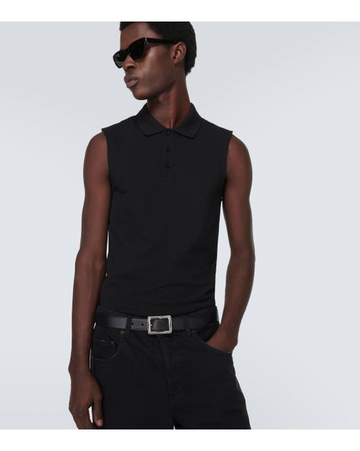 Polo en coton melange Saint Laurent pour homme en coloris Black