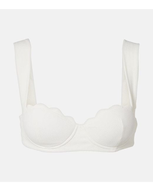 Marysia Swim White North Scalloped Bikini Top