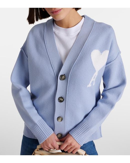 Cardigan Ami de Cour in lana di AMI in Blue