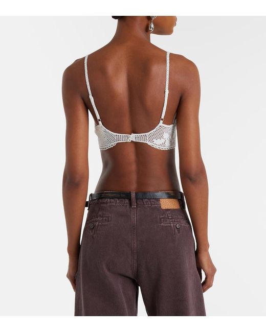 Magda Butrym White Crochet Cotton Bra