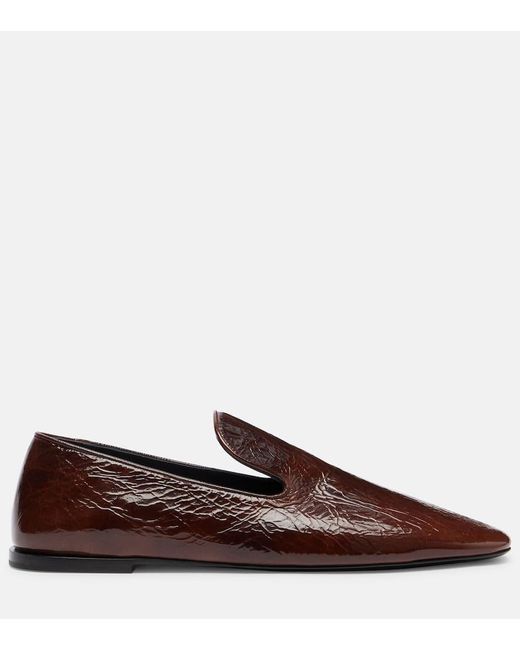 Jil Sander Brown Slip-Ons Aus Lackleder
