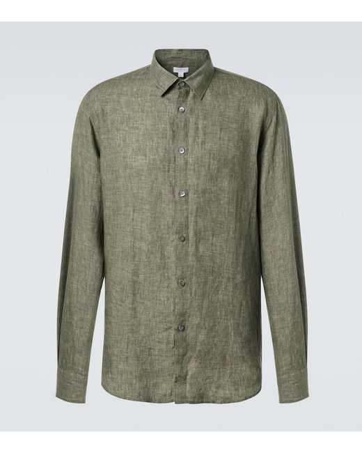 Sunspel Green Linen Shirt for men