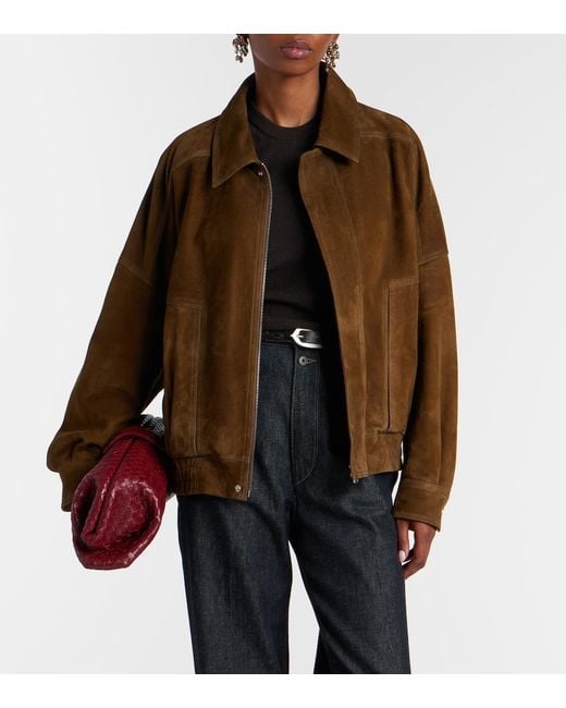 Nour Hammour Brown Dalma Suede Blouson Jacket
