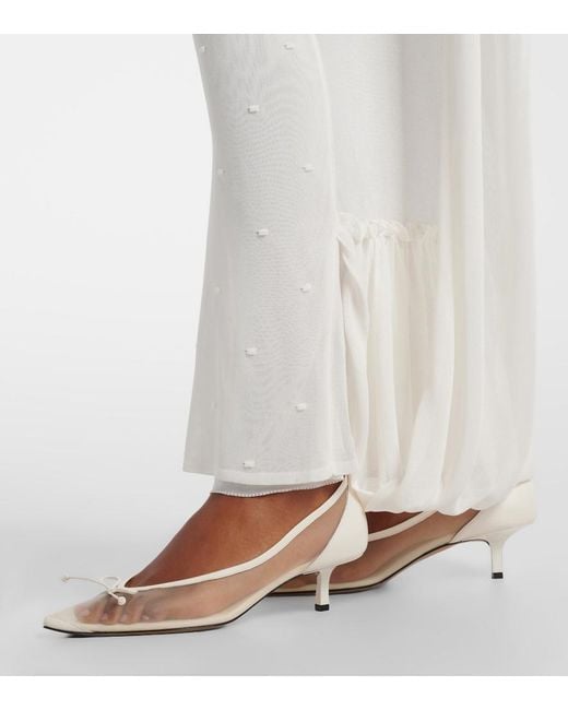 Jacquemus White Tourni Leather-Trimmed Mesh Pumps