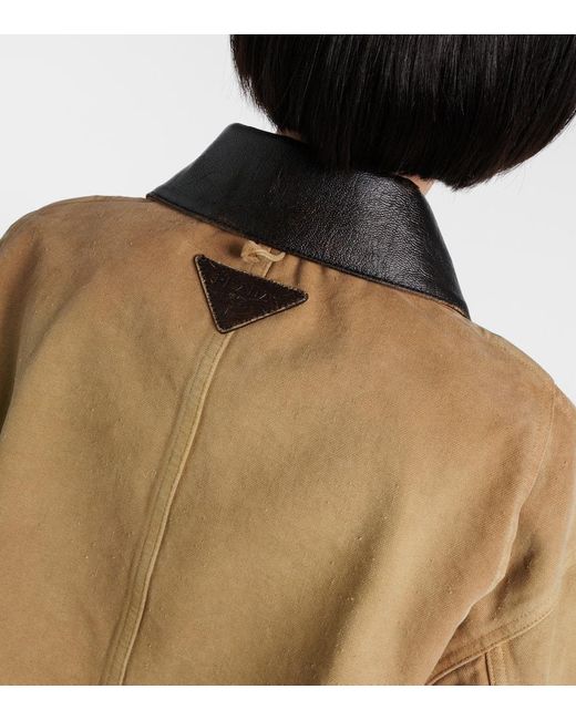 Prada Brown Cropped-Jacke aus Baumwoll-Canvas