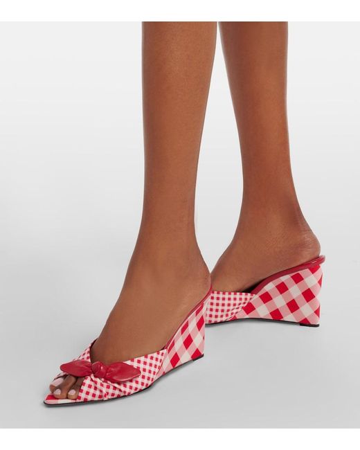 Jimmy Choo Red Livi Checked Wedge Mules