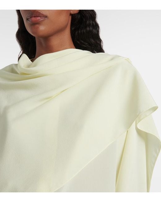 Calvin Klein Natural Kiki Draped Silk Blouse