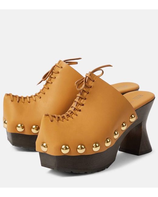 Etro Brown 50 Leather Platform Clogs