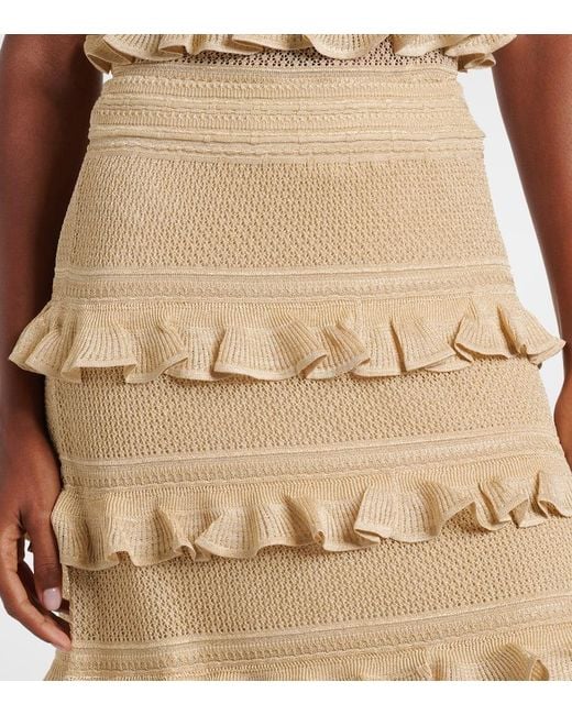 Zimmermann Natural Hypnotic Tiered Lame Maxi Skirt