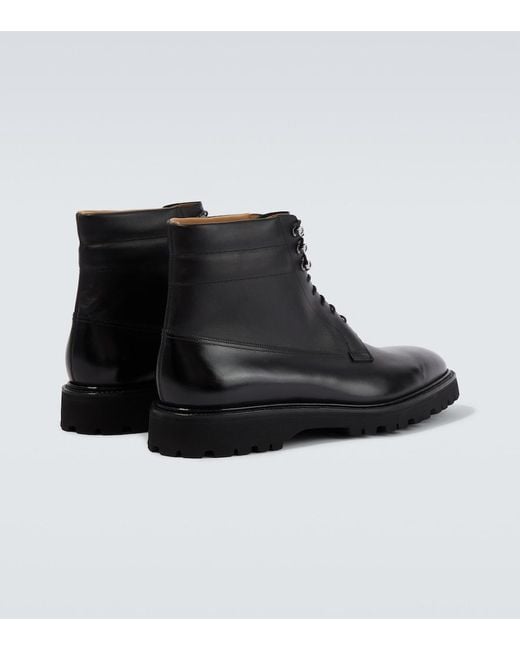 John Lobb Black Alder Leather Lace-Up Boots for men