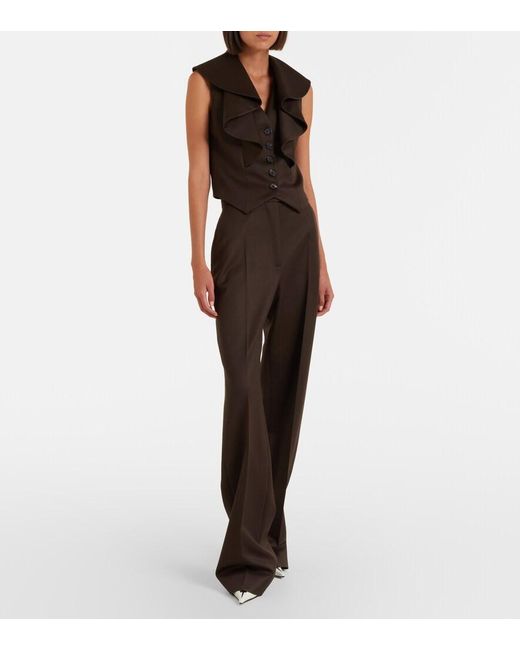 McQueen Black Ruffled Wool Vest