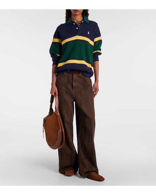 Polo Ralph Lauren Blue Striped Cotton-Blend Polo Shirt