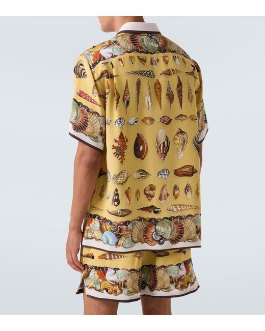 Dolce & Gabbana Bedrucktes Hemd Aus Seiden-Crepe in Metallic für Herren