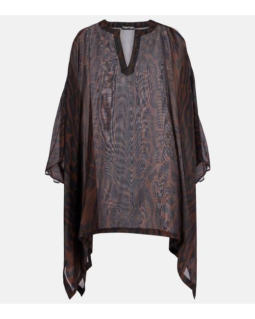 Tom Ford Black Leopard-Print Cotton And Silk Kaftan