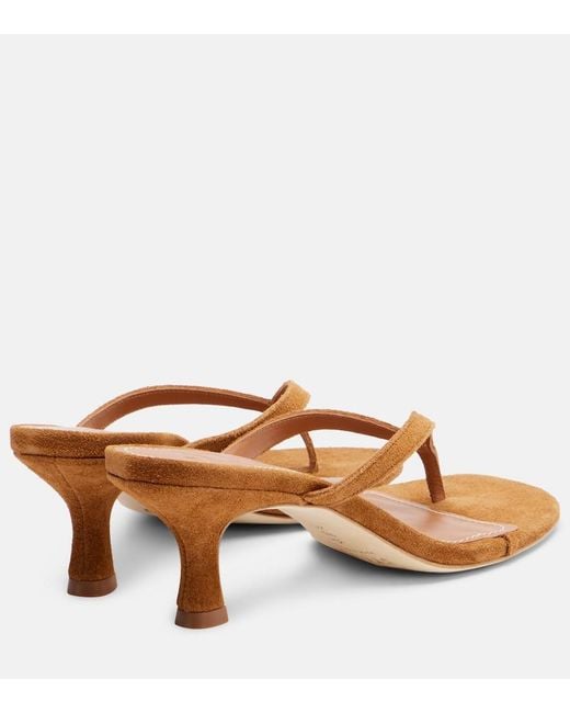 Staud Brown Freja 60 Suede Thong Sandals