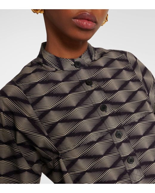 Robe longue en coton imprime Dries Van Noten en coloris Gray