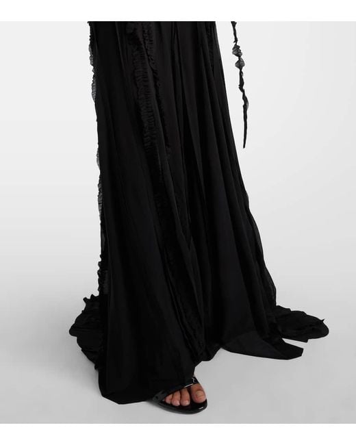 Blumarine Black Draped One-Shoulder Gown