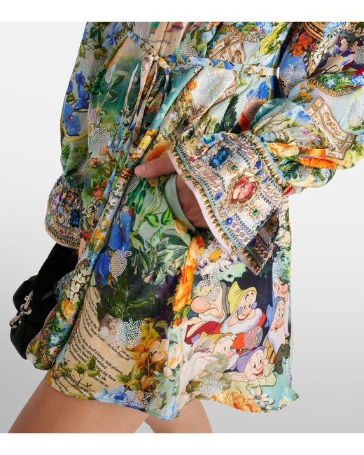 Camilla Green Bedrucktes Hemdblusenkleid aus Seide