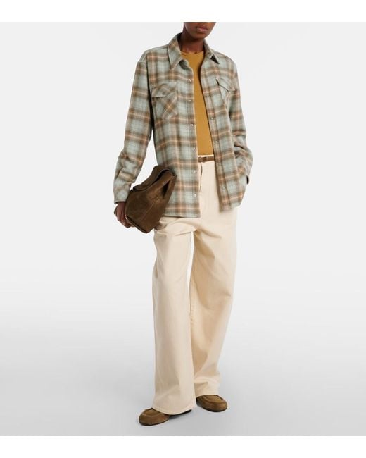 God's True Cashmere Green Joy Tartan Cashmere Shirt With Emerald