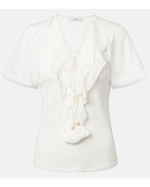 Dorothee Schumacher White Pure Sleekness Ribbed-Knit Cotton Top