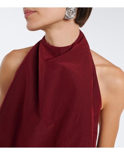Magda Butrym Red Halterneck Cotton And Silk Top