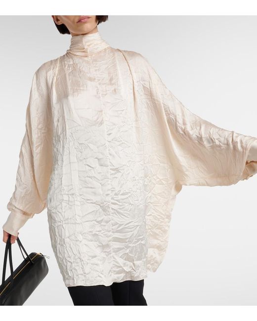 Khaite White Bex Satin Top
