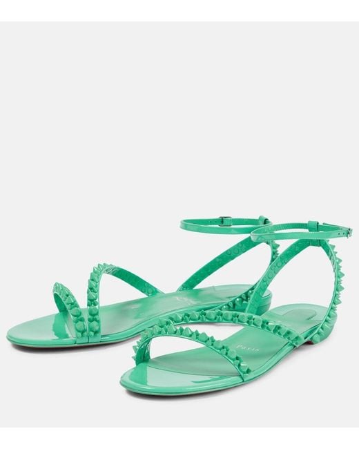 Christian Louboutin Green Mafaldina Spikes Leather Sandals