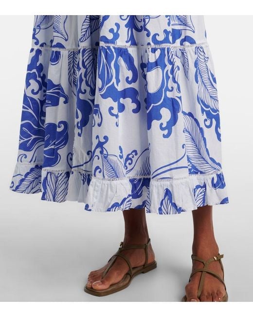 Poupette Blue Milena Printed Cotton Maxi Dress