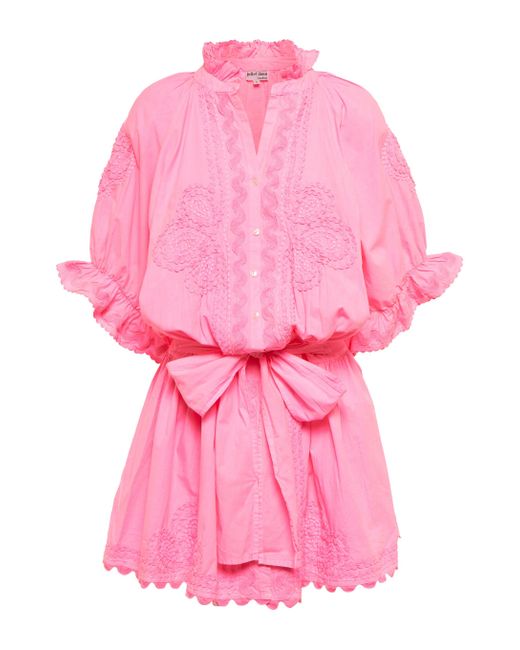 Juliet Dunn Ruffled Cotton Minidress in Pink | Lyst UK