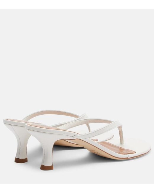 STAUD Freja Leather Thong Sandals in White | Lyst