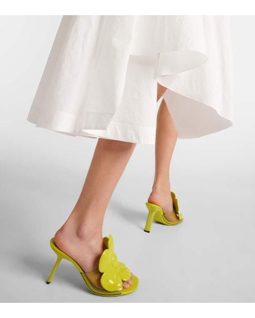 24SS new/LOEWE 花びらフラワーPVCミュール Mule Lime Loewe Petal Flower Pvc Mules in Yellow | Lyst