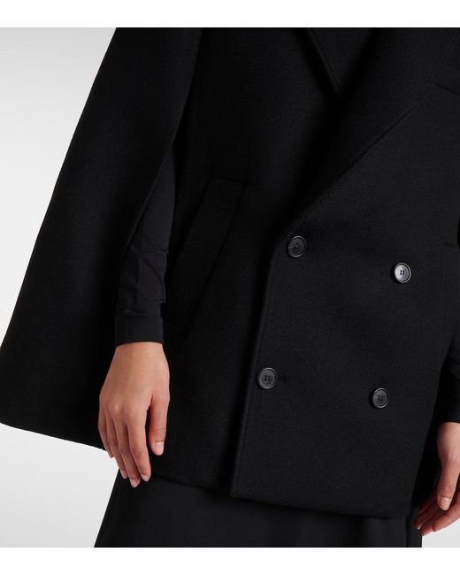 Wardrobe NYC Black Double-Breasted Cropped Virgin Wool Cape