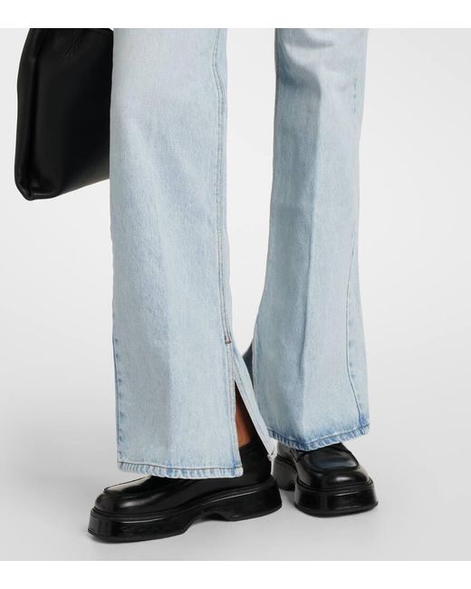 AMI Blue Split-Hem Flared Jeans
