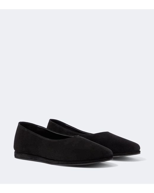 Saman Amel Black City Suede Slip-On Shoes for men