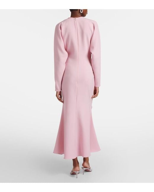 Costarellos Pink Avenna Embellished Crepe Midi Dress