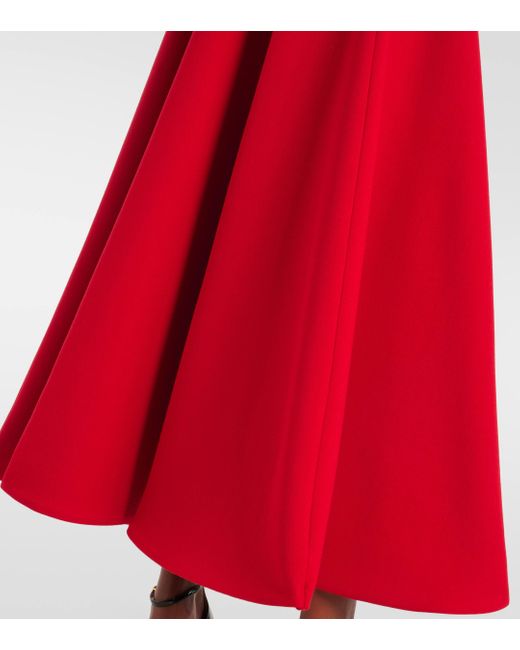 Valentino Red Crepe Couture Virgin Wool Midi Dress