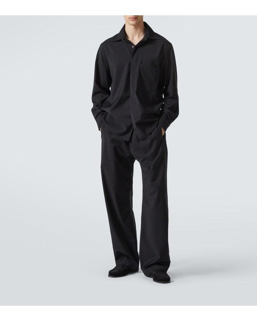 Saman Amel Black Wool Wide-Leg Pants for men
