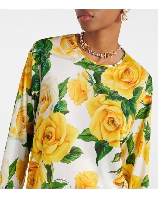 Top con stampa floreale di Dolce & Gabbana in Yellow
