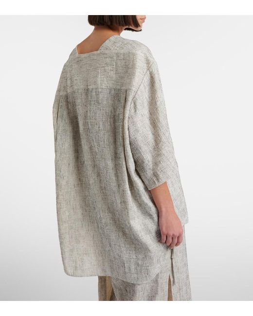 The Row Gray Hamza Linen And Silk Top