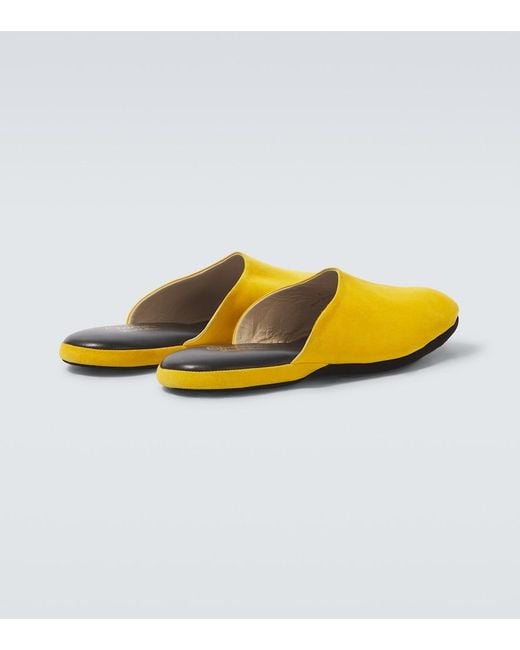 Charvet Yellow Suede Slippers for men