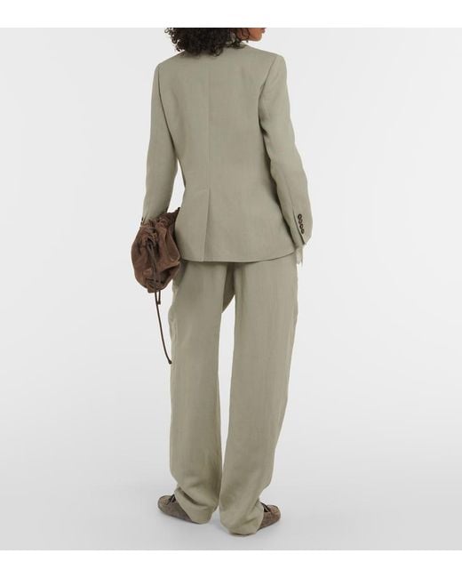 Brunello Cucinelli Gray Double-Breasted Blazer