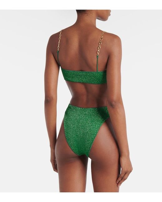 Oseree Green Lumiere O Chain Lame Bikini