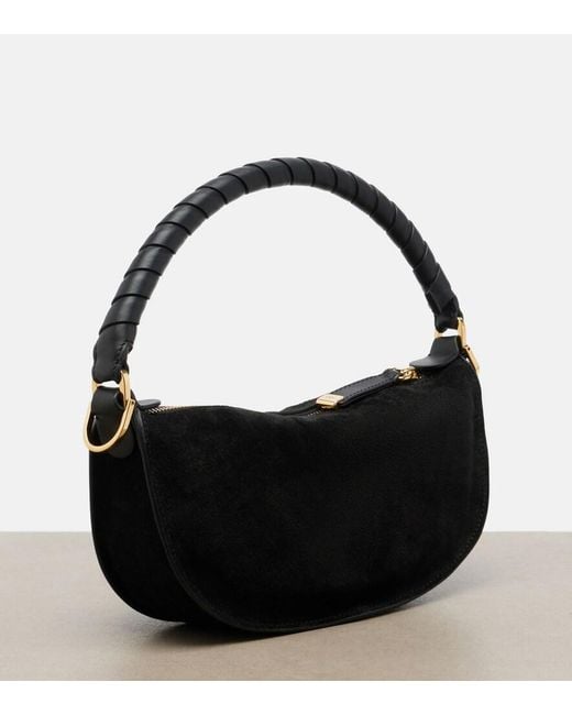 Chloé Black Marcie Small Studded Suede Shoulder Bag