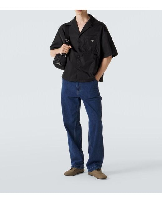 Prada Black Re-Nylon Bowling Shirt for men