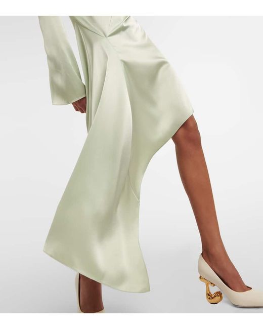 J.W. Anderson Green Asymmetric Satin Midi Dress