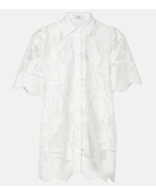Erdem White Embroidered Mesh Shirt