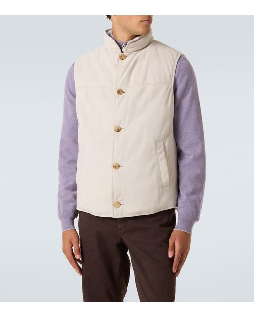 Brunello Cucinelli Natural Suede Down Vest for men