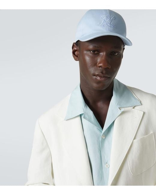 Gorra En Sarga De Algodon Con Logo Ralph Lauren de hombre de color Blue