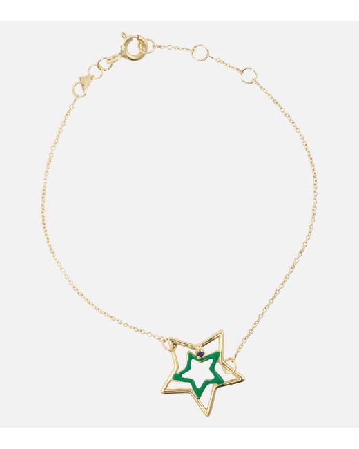 Aliita Metallic Estrella 9kt Gold Cord Bracelet With Enamel And Sapphire