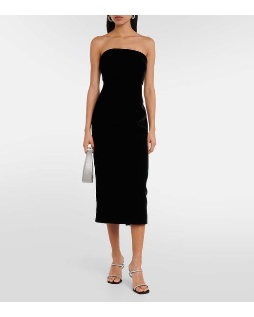 Wardrobe NYC Black Strapless Velvet Midi Dress